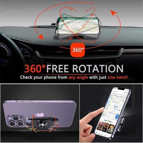 【عبوة من قطعتين】 حامل هاتف مغناطيسي للسيارة، مغناطيس قوي، حامل هاتف مغناطيسي Carmount 2.0 للسيارة، دوران 360 درجة، حامل هاتف محمول لسيارتك لجميع الهواتف الذكية وجميع موديلات السيارات in Kuwait
