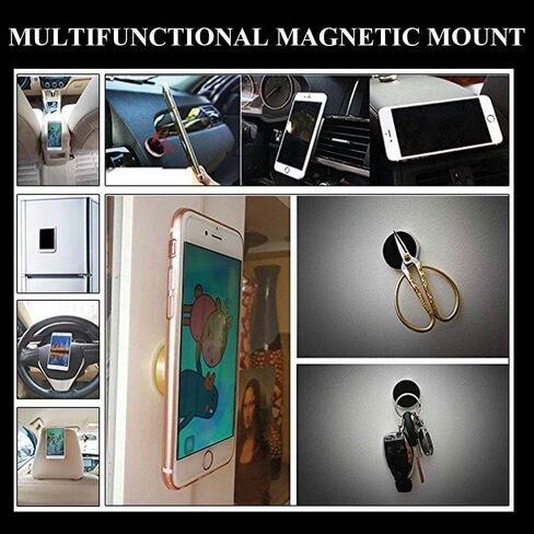 Magnetic Phone Mounts 3 Pack with 3M Adhesive. Black Flat Cell Phone Holder for Car Dashboard, Truck, Wall, Mirror, Table. Universal Low Profile Stick on Magnet Set for Tablet, Smartphone, Keys. in Saudi Arabia