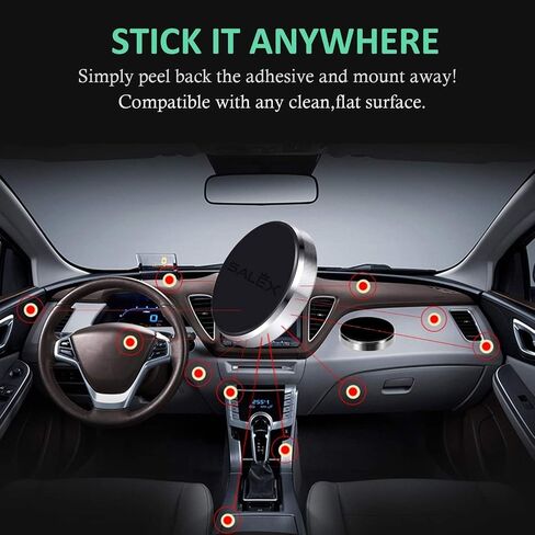 Magnetic Phone Mounts 3 Pack with 3M Adhesive. Black Flat Cell Phone Holder for Car Dashboard, Truck, Wall, Mirror, Table. Universal Low Profile Stick on Magnet Set for Tablet, Smartphone, Keys. in Saudi Arabia