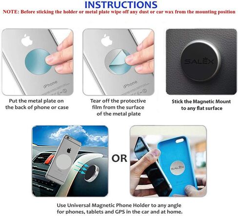 Magnetic Phone Mounts 3 Pack with 3M Adhesive. Black Flat Cell Phone Holder for Car Dashboard, Truck, Wall, Mirror, Table. Universal Low Profile Stick on Magnet Set for Tablet, Smartphone, Keys. in Saudi Arabia