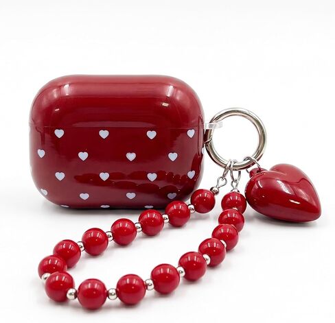 for Airpods Pro 2 Case Clear Hard Plastic,Simple Cute Airpods Pro 2nd Generation Case with Keychain, Y2k Aesthetic Trendy Airpods Cover Accessories for Women Girl,RED in Saudi Arabia
