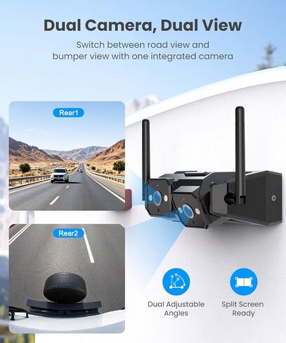 AUTO-VOX Wireless RV Backup Camera Bundle: Dual Lens Rear Camera with Side View Cameras, 7.2" HD Monitor, Triple Split View, IR Night Vision, DVR Ready for RV, Trailer, Motorhome, Camper in Saudi Arabia