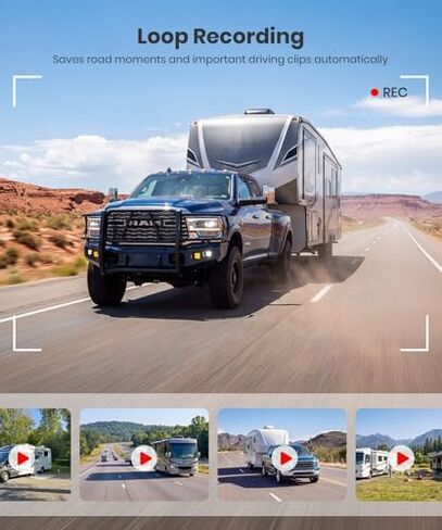 AUTO-VOX Wireless RV Backup Camera Bundle: Dual Lens Rear Camera with Side View Cameras, 7.2" HD Monitor, Triple Split View, IR Night Vision, DVR Ready for RV, Trailer, Motorhome, Camper in Saudi Arabia