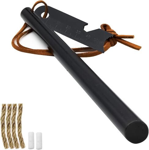 BCHARYA Fire Starter Survival Tool, Ferro Rod Kit with Leather Neck Lanyard and Multi-Tool Striker, Flint and Steel Survival Igniter with Tinder Rope and Tab for Camping, Hiking and Emergency in Saudi Arabia