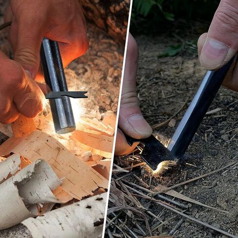 BCHARYA Fire Starter Survival Tool, Ferro Rod Kit with Leather Neck Lanyard and Multi-Tool Striker, Flint and Steel Survival Igniter with Tinder Rope and Tab for Camping, Hiking and Emergency in Saudi Arabia