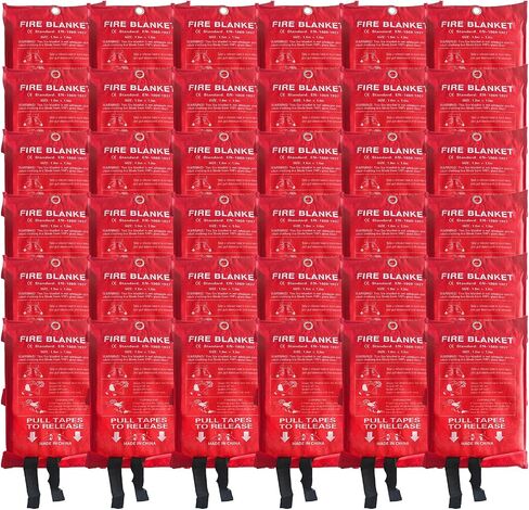 36 Packs Fire Blanket – 39.37x39.37 Inches, 1100℉ Heat Resistant, Emergency Fire Suppression Blanket for Kitchen, Home, Car, Camping – Easy to Use, Non-Toxic, Reusable, Compact & Lightweight in Saudi Arabia