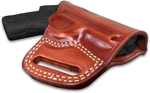Masc Premium The Ultimate Leather OWB Pancake Holster Open Top Fit P938 9mm 3-inch. Right Hand Draw, Brown Color #1098# in Saudi Arabia