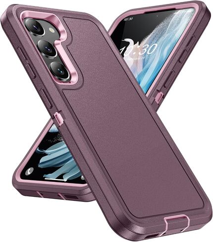 Designed for Samsung Galaxy S23 Plus Case 3 in 1 Military Grade Protective Case Cover Silicone Heavy Duty Rugged Shockproof for Galaxy S23 Plus Phone Case (Purple+Pink) in Saudi Arabia