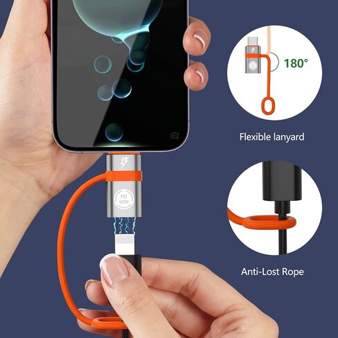 USB C to Li-gh-tning Adapter, PD60W Fast Charging and Data Transfer, USB C Plug to IP Female Adapter, Compatible with 17/17 Plus/17 Pro Max Phones, Does not Support Headphone and OTG Functions in Saudi Arabia