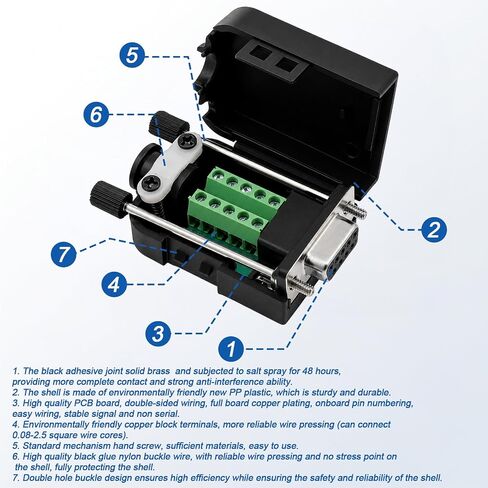 9PIN Port Solderless Serial Adapter, DB9 Female Breakout Connector in Saudi Arabia