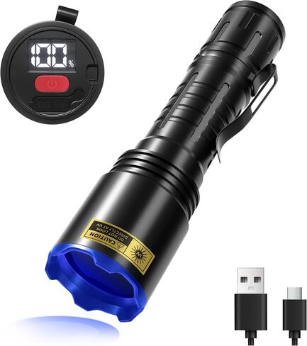 365nm UV Flashlight with Filter and LCD Display, Rechargeable USB-C in Saudi Arabia