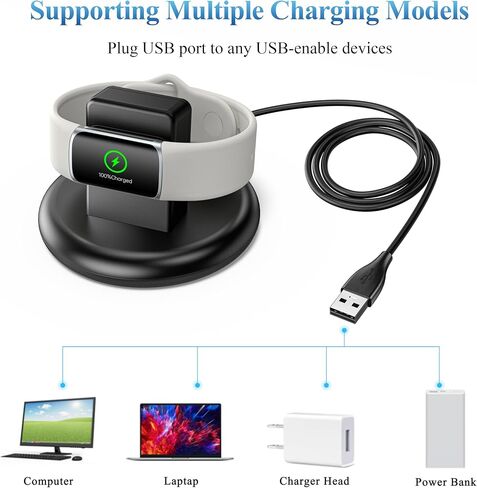 Wanme Charger Stand for Fitbit Charge 6/5 & Luxe, Magnetic Dock with 4.4ft USB Cable, Fast-Charging Accessory with Stable Base for Fitbit Charge 6 / Charge 5 / Luxe Smartwatch (Black) in Saudi Arabia
