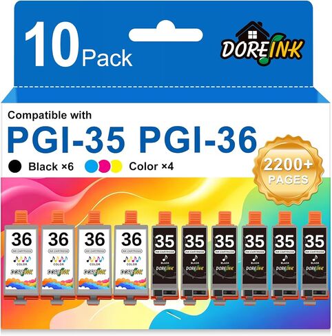 12 Pack PGI-35 CLI-36 Ink Replacements for Canon TR150 Ink Cartridge, Compatible for Canon 35 36 Ink Cartridge Work with TR150 iP110 iP100 Mini260 Mini320 Printer (8 Black, 4 Tri-Color) in Saudi Arabia