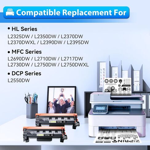 TN760 Toner Compatible for Brother Printer MFC-L2710DW DCP-L2550DW,2 Pack in Saudi Arabia