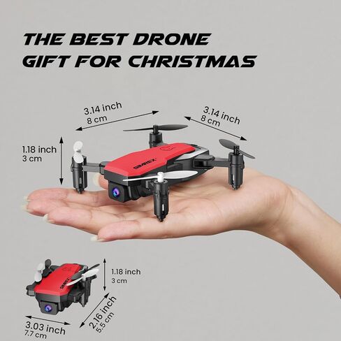 SIMREX Mini Drone with 720P Camera for Kids & Beginners - Foldable RC Quadcopter, Optical Flow Positioning, Altitude Hold, 3D Flip, 2 Batteries 20Min Flight, Safe & Easy Indoor Outdoor Flying Toy Gift, Red in Saudi Arabia