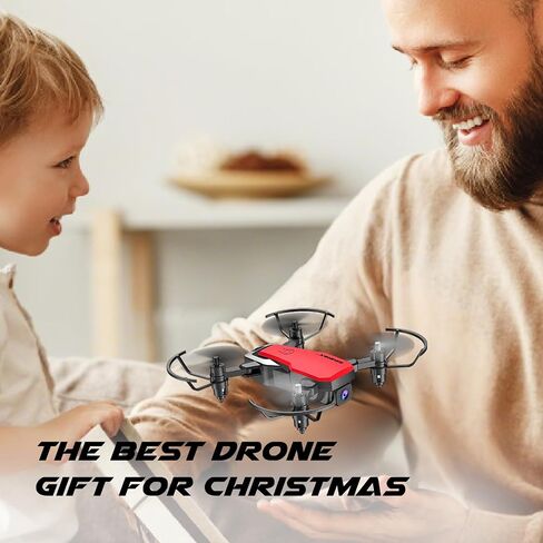 SIMREX Mini Drone with 720P Camera for Kids & Beginners - Foldable RC Quadcopter, Optical Flow Positioning, Altitude Hold, 3D Flip, 2 Batteries 20Min Flight, Safe & Easy Indoor Outdoor Flying Toy Gift, Red in Saudi Arabia