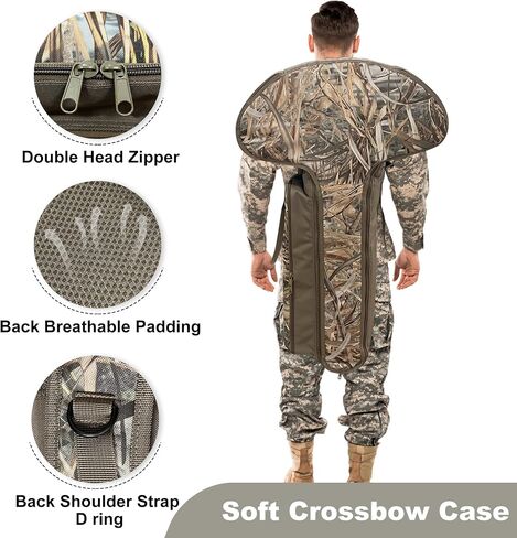 MYDAYS Soft Crossbow Case,Gear for Turkey Season, Camo Padded Tactical Archery Bow Carrier Quiver Bag with Backpack Straps for Outdoor Hunting in Kuwait