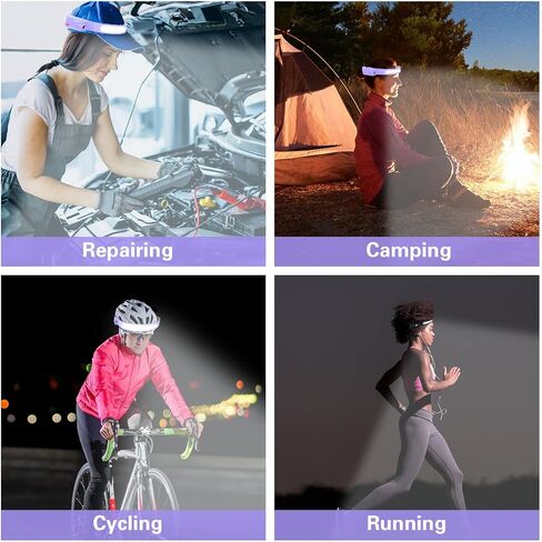 COSOOS 2 LED Headlamp Rechargeable Flashlight, Bright Headlights Adjustable Headband for Women,1000 Lumen Wide Beam & Spot Light, Motion Sensor, 2.4 oz Lightweight Camping Gear Essentials in Saudi Arabia