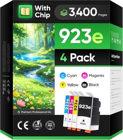 Yeegfey 923e 923XL Ink Cartridges Replacement for HP 923 XL Black Color 4-Pack to Use with OfficeJet Pro 8120e 8125e 8130e 8135e 8138e 8139e 8120 8122 8124 8125 8130 8132 8134 8135 8138 8139 Printers in Saudi Arabia