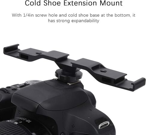 Cold Shoe Extension Mount Bar, Aluminum Alloy Bracket Multi Functional Camera Flash Microphone Accessory Compact Design Professional Photography Equipment in Kuwait
