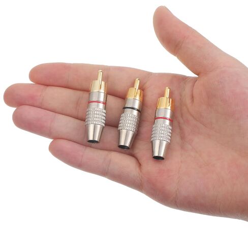 Skrfren 12 Pcs RCA‑Connector Gold Audio Video Cable Adapter Connector RCA‑Connector Male Plug Solder for Speaker Wire Wall Plate Home Theater Audio Video Receiver Amplifiers Sound Systems in Saudi Arabia