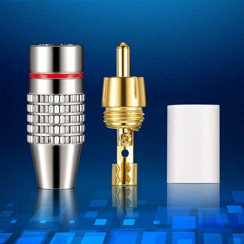Skrfren 12 Pcs RCA‑Connector Gold Audio Video Cable Adapter Connector RCA‑Connector Male Plug Solder for Speaker Wire Wall Plate Home Theater Audio Video Receiver Amplifiers Sound Systems in Saudi Arabia