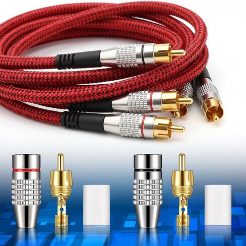 Skrfren 12 Pcs RCA‑Connector Gold Audio Video Cable Adapter Connector RCA‑Connector Male Plug Solder for Speaker Wire Wall Plate Home Theater Audio Video Receiver Amplifiers Sound Systems in Saudi Arabia