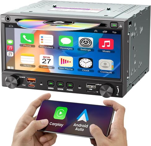 مشغل أقراص DVD ستيريو للسيارة مزدوج الدين مع Carplay اللاسلكي وAndroid Auto in Kuwait