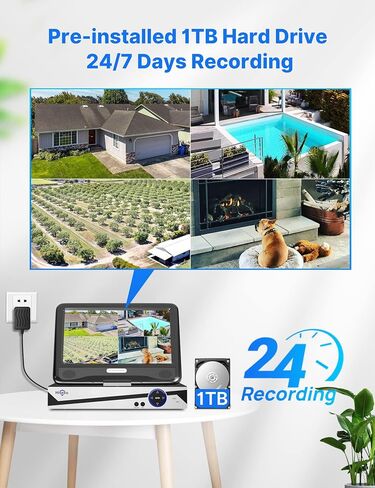 Hiseeu 5MP Security Cameras Wireless Outdoor, 10in LCD 4K Monitor,1TB HDD in Saudi Arabia