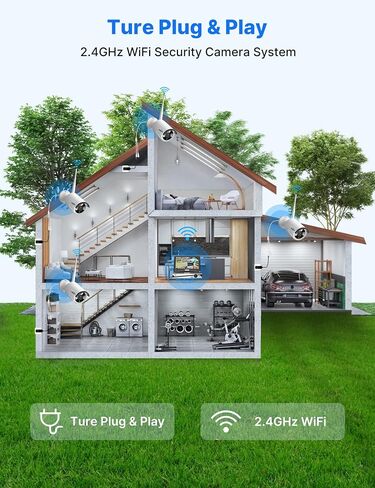 Hiseeu 5MP Security Cameras Wireless Outdoor, 10in LCD 4K Monitor,1TB HDD in Saudi Arabia