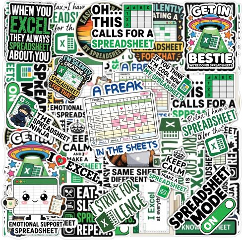20PCS Excel Spreadsheet Stickers for Water Bottles, Laptop, Data Analyst Accountant Decals, Finance Office Worker Vinyl Sticker in Saudi Arabia