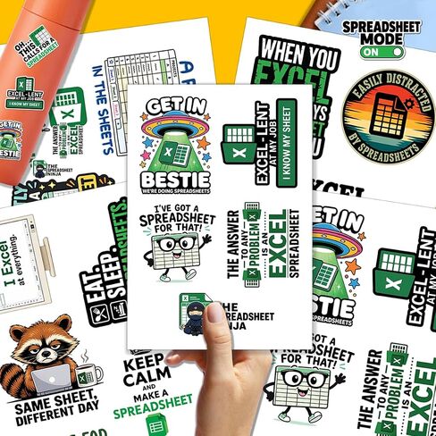 20PCS Excel Spreadsheet Stickers for Water Bottles, Laptop, Data Analyst Accountant Decals, Finance Office Worker Vinyl Sticker in Saudi Arabia