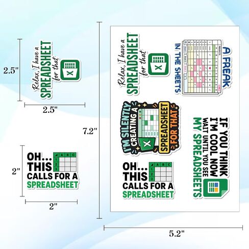 20PCS Excel Spreadsheet Stickers for Water Bottles, Laptop, Data Analyst Accountant Decals, Finance Office Worker Vinyl Sticker in Saudi Arabia