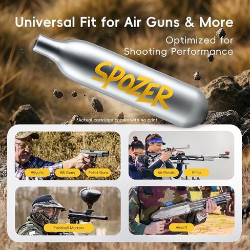 Spozer 12g CO2 Cartridges Non-Threaded for BB Gun Pistol & Airsoft, 25 Pack in Kuwait