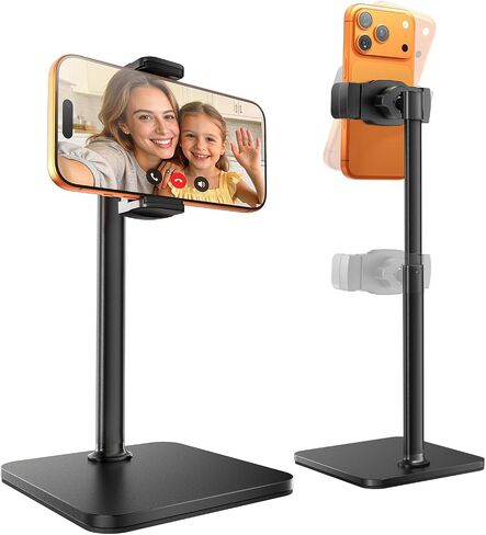 tounee Phone Stand for Desk, 8-11" Height Adjustable Cell Phone Holder for Live Streaming, Video Recording, TikTok – Compatible with iPhone 17/16/15, Samsung, All 4-7" Smartphones -Black in Saudi Arabia