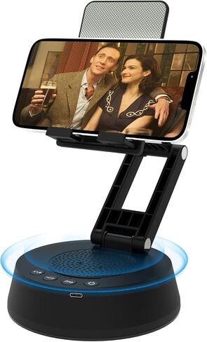 Cell Phone Stand with Wireless Bluetooth Speaker,Adjustable Height and Angle Phone Stand for Desk, HD Stereo Sound & Anti-Slip Base Phone Holder Speaker Compatible with iPhone,Gifts for Men Women in Saudi Arabia