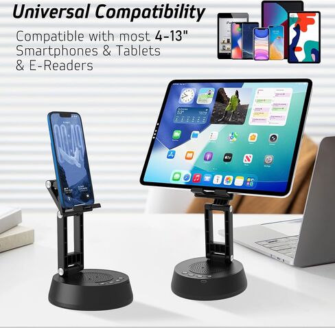 Cell Phone Stand with Wireless Bluetooth Speaker,Adjustable Height and Angle Phone Stand for Desk, HD Stereo Sound & Anti-Slip Base Phone Holder Speaker Compatible with iPhone,Gifts for Men Women in Saudi Arabia