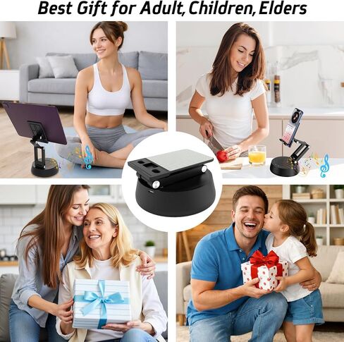 Cell Phone Stand with Wireless Bluetooth Speaker,Adjustable Height and Angle Phone Stand for Desk, HD Stereo Sound & Anti-Slip Base Phone Holder Speaker Compatible with iPhone,Gifts for Men Women in Saudi Arabia
