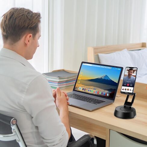 Cell Phone Stand with Wireless Bluetooth Speaker,Adjustable Height and Angle Phone Stand for Desk, HD Stereo Sound & Anti-Slip Base Phone Holder Speaker Compatible with iPhone,Gifts for Men Women in Saudi Arabia