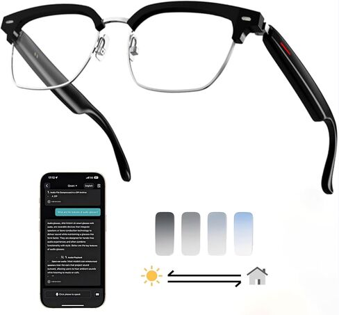 Silver AI Smart Glasses:164+ Languages Translation & Bluetooth Audio in Kuwait