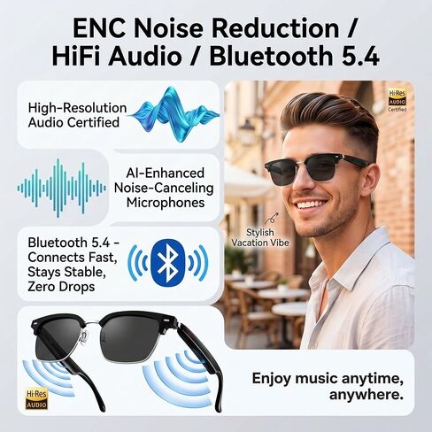 Silver AI Smart Glasses:164+ Languages Translation & Bluetooth Audio in Kuwait