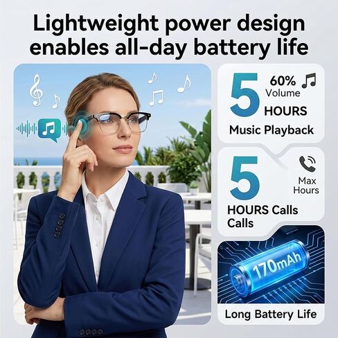 Silver AI Smart Glasses:164+ Languages Translation & Bluetooth Audio in Kuwait