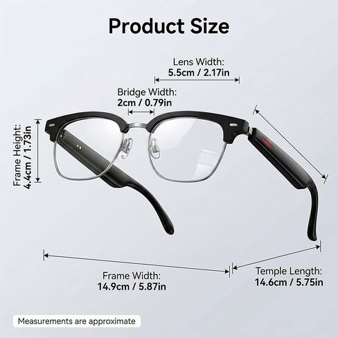 Silver AI Smart Glasses:164+ Languages Translation & Bluetooth Audio in Kuwait