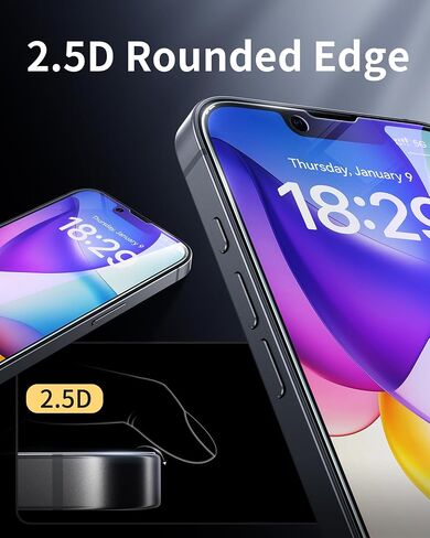 واقي شاشة NIMASO لهاتف iPhone 17e/16e/13 Pro/13/14، قطعتان من واقي الشاشة الزجاجي المقوى المقاوم للضوء الأزرق لهاتف iPhone 17e، إزالة الغبار تلقائيًا، تركيب فوري (6.1 بوصة) in Kuwait