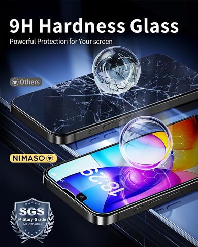واقي شاشة NIMASO لهاتف iPhone 17e/16e/13 Pro/13/14، قطعتان من واقي الشاشة الزجاجي المقوى المقاوم للضوء الأزرق لهاتف iPhone 17e، إزالة الغبار تلقائيًا، تركيب فوري (6.1 بوصة) in Kuwait