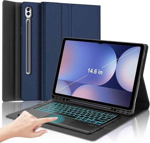 Touch Keyboard Case for Samsung Galaxy S10 Ultra/S9 Ultra/S8 Ultra, Galaxy 14.6in Keyboard for Tab S10 Ultra Case with Trackpad, Colors Backlit Detachable Keypad for S9 Ultra Tab with Pen Holder, Blue in Saudi Arabia