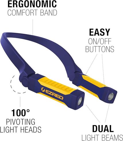 EZRED Bright NP20 Anywear Neck Light for Hands-Free Lighting, Blue and Yellow, Perfect Light for Mechanics, Camping, Hunting, DIY Projects, Reading in Saudi Arabia