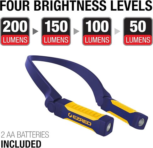EZRED Bright NP20 Anywear Neck Light for Hands-Free Lighting, Blue and Yellow, Perfect Light for Mechanics, Camping, Hunting, DIY Projects, Reading in Saudi Arabia