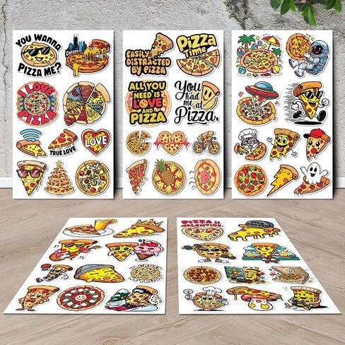 Pizza Stickers 50 Pieces Food Vinyl Waterproof Decal for Laptop Water Bottle Phone Car Window Bike Motorcycle Stakeboard Scrapbook Sticker Gifts for Kid Teen Adult in Saudi Arabia