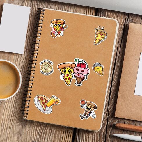 Pizza Stickers 50 Pieces Food Vinyl Waterproof Decal for Laptop Water Bottle Phone Car Window Bike Motorcycle Stakeboard Scrapbook Sticker Gifts for Kid Teen Adult in Saudi Arabia